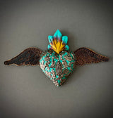 Corazón chico con alas turquesa 0182