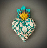 Corazón de milagritos chico turquesa 0139