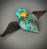 Corazón chico con alas turquesa 0182