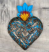 Corazón de milagritos azul grande