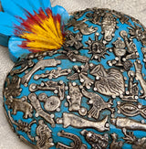 Corazón de milagritos azul grande