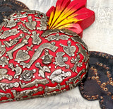 Corazón de milagritos grande con alas Rojo